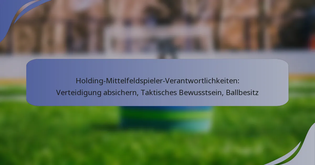 Holding-Mittelfeldspieler-Verantwortlichkeiten: Verteidigung absichern, Taktisches Bewusstsein, Ballbesitz