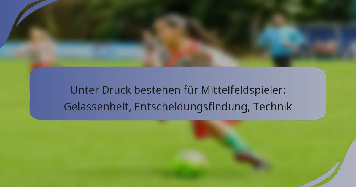 Unter Druck bestehen für Mittelfeldspieler: Gelassenheit, Entscheidungsfindung, Technik