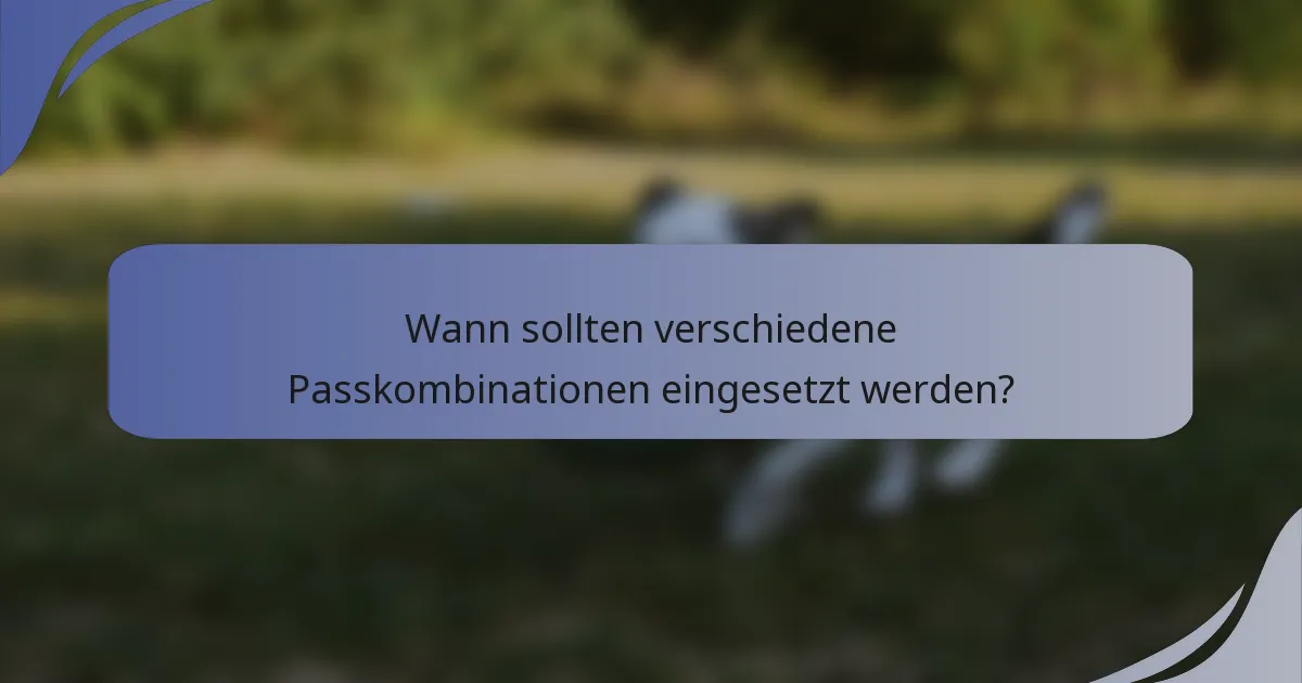 Wann sollten verschiedene Passkombinationen eingesetzt werden?